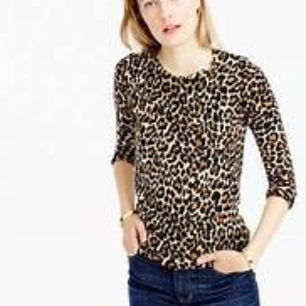 J Crew Tippi Sweater Animal Print Size L